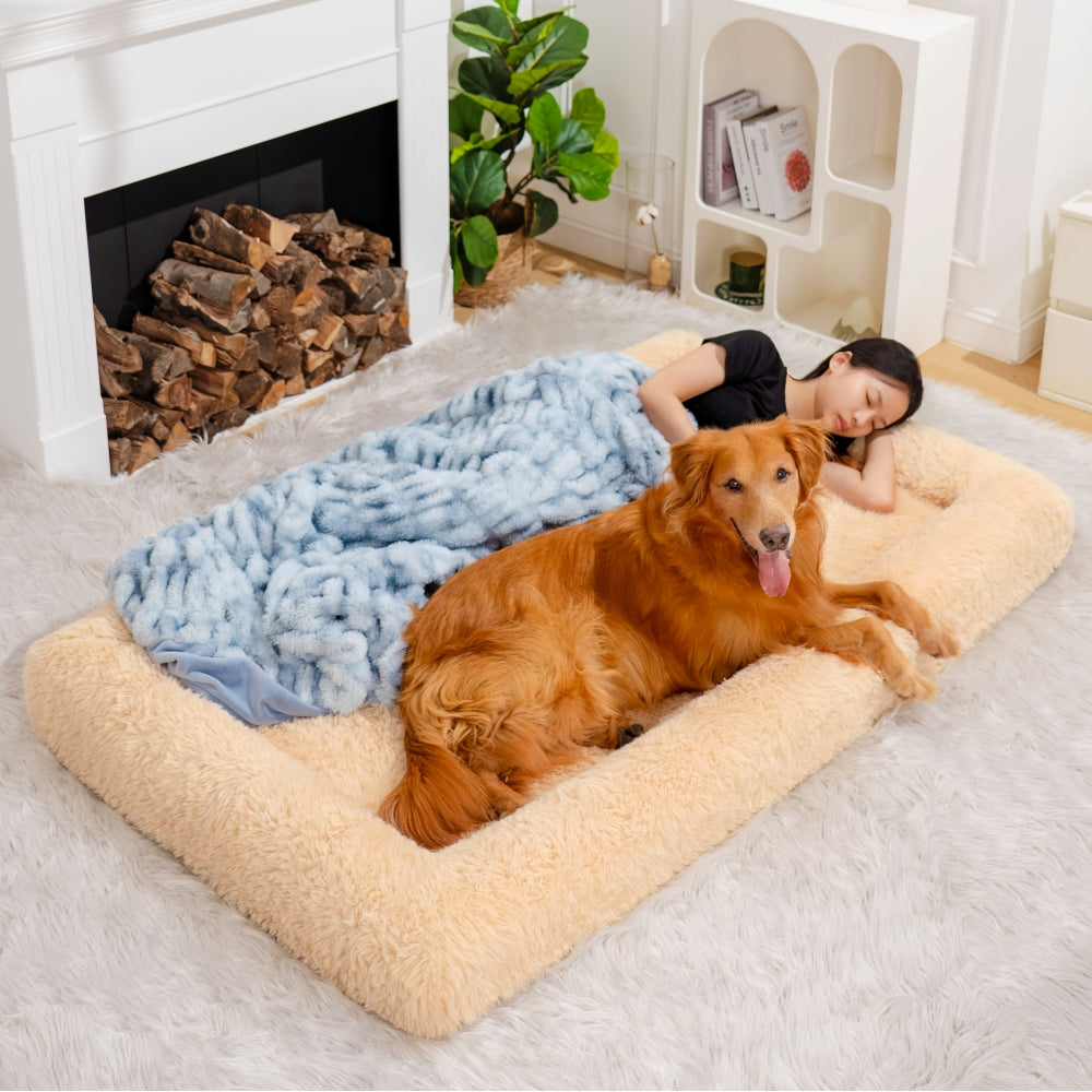Lyxig superstor Sleep Deeper oval säng för människor och hundar