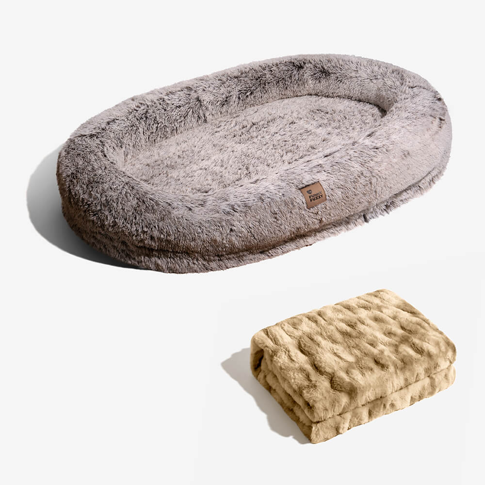 Lyxig superstor Sleep Deeper oval säng för människor och hundar