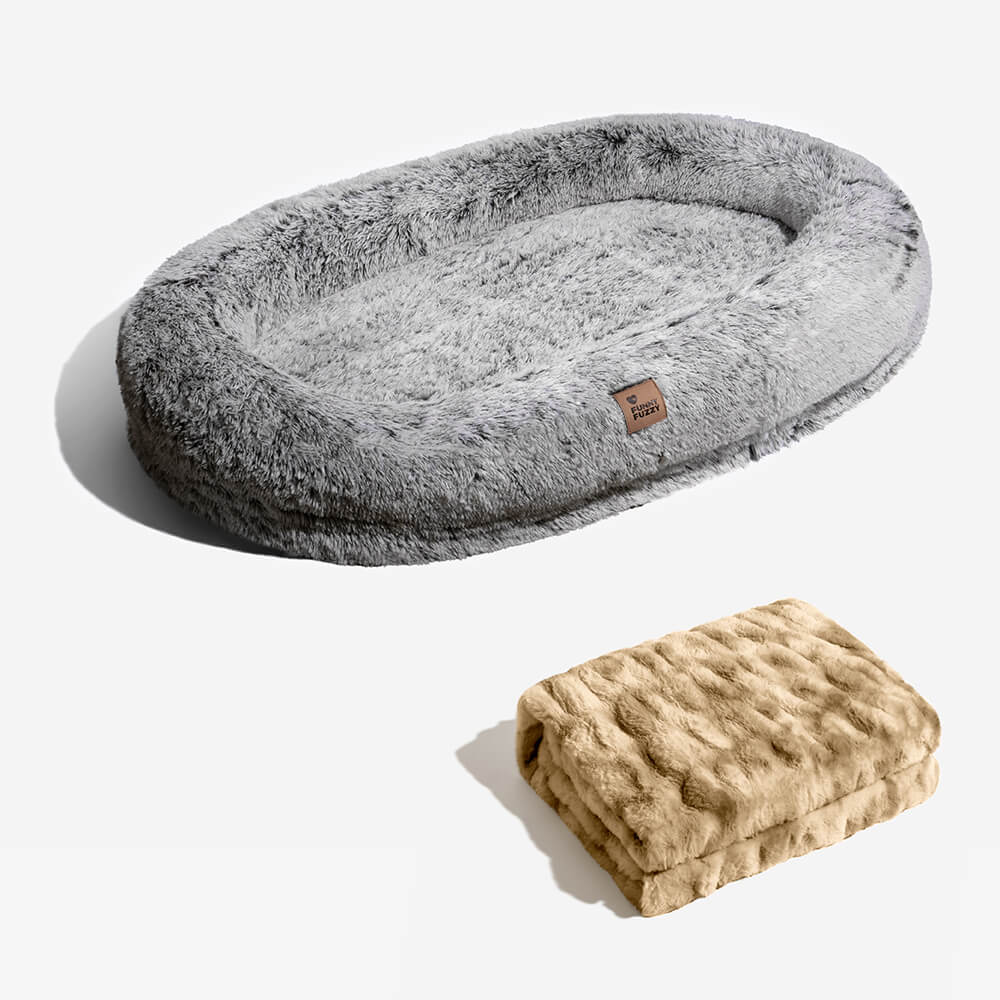 Lyxig superstor Sleep Deeper oval säng för människor och hundar