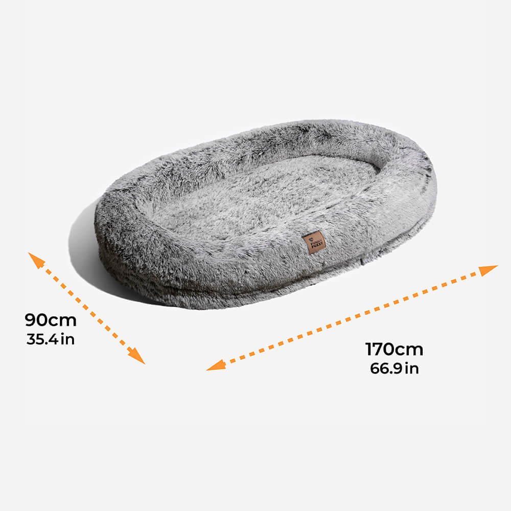 Lyxig superstor Sleep Deeper oval säng för människor och hundar